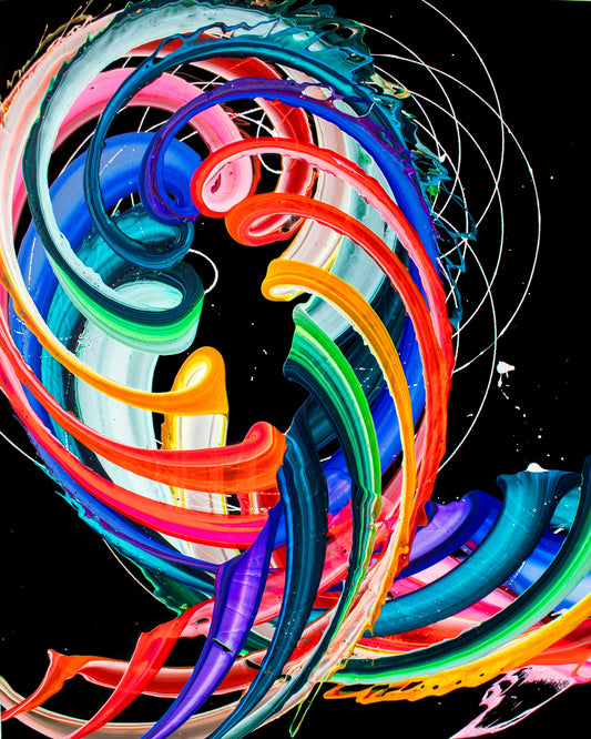 “Exultance”

48” x 60” | After Life Collection 2026

Price: $15,000

Meaning: triumphant joy, “Exultance” captures the energetic clockwise path of a rainbow lattice unfolding through motion, color, and chance. Created using my “Chalice of Chaos” spin technique, the painting explores the feeling of moving through transformation and emerging with renewed light, gratitude, and vitality.

Artwork #11 in the After Life 2026 Collection